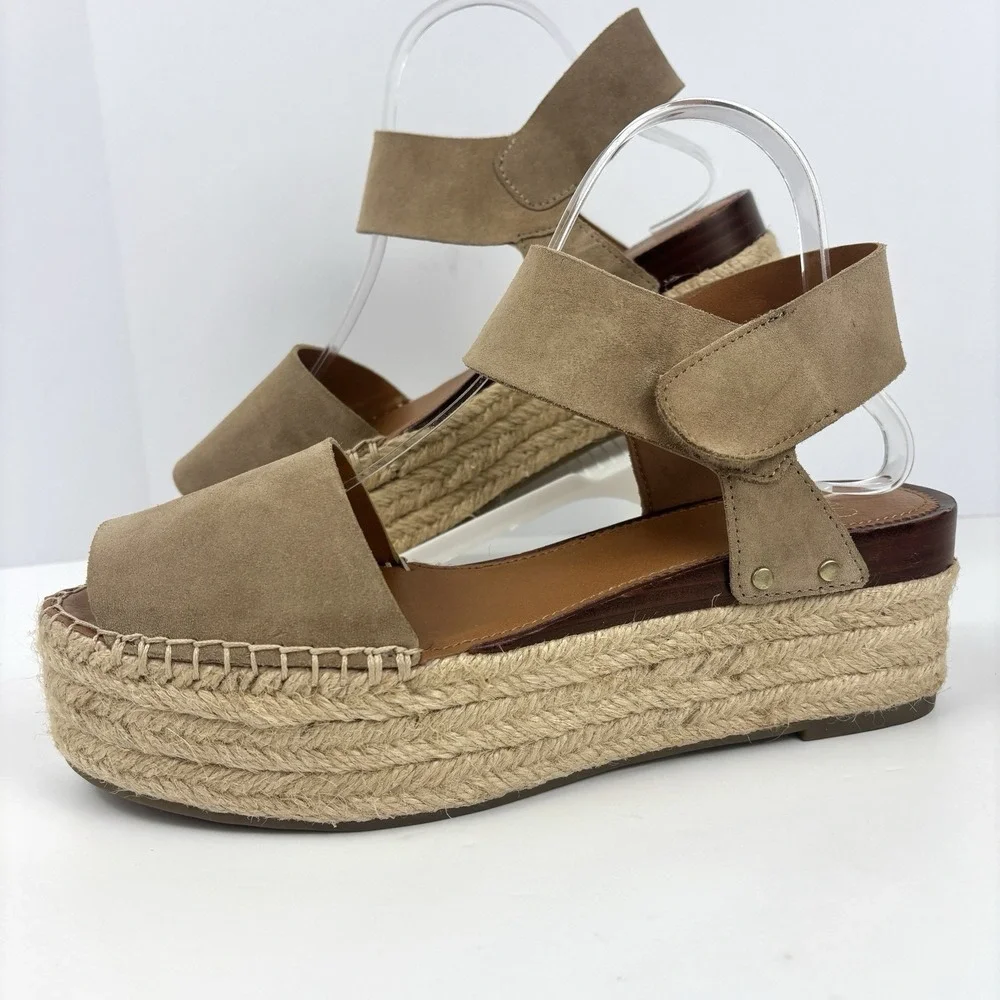 Sarto Franco Sarto A-LEO Suede Espadrille Platform Sandals Tan 9.5M